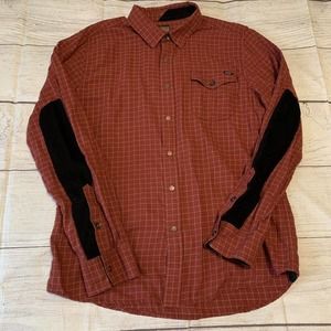 Volcom Branded Jeans Mens Size Medium With Courdory Elbow Pads Button Up Shirt